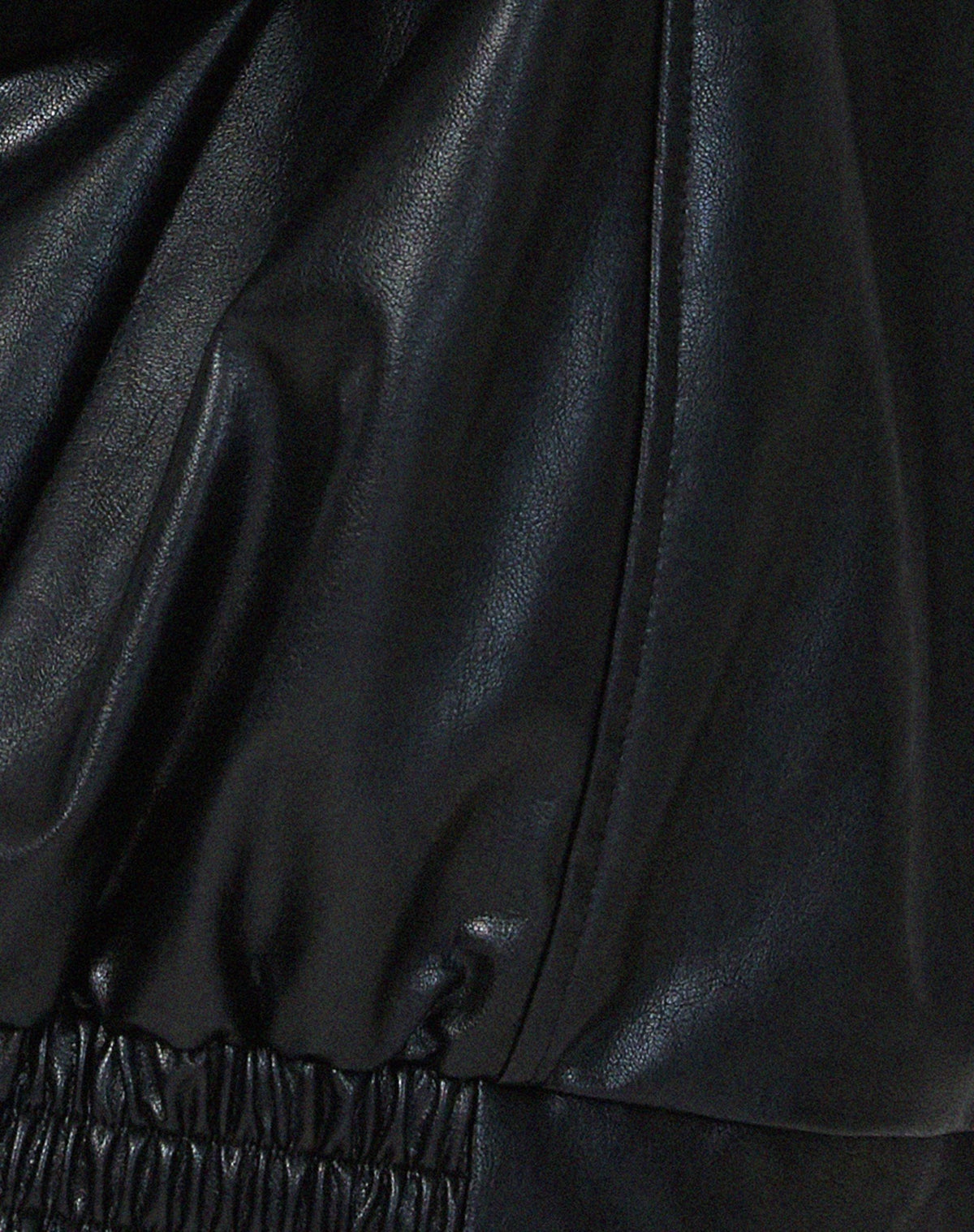 Women's Faux Leather Oversized Bomber Jacket with Zip Front and Collar - Maisie London
