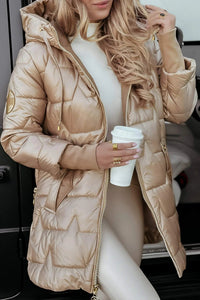 Women's Quilted Oversized Longline Puffer Coat with Hood - Maisie London