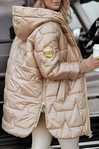 Women's Quilted Oversized Longline Puffer Coat with Hood - Maisie London