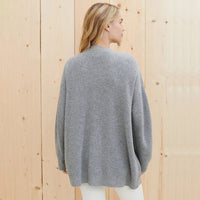 Women's Ribbed Knit Oversized Cardigan with V-Neck and Buttons - Maisie London