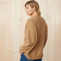 Women's Ribbed Knit Oversized Cardigan with V-Neck and Buttons - Maisie London