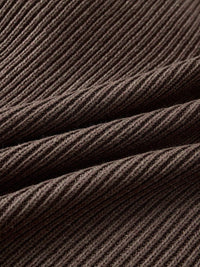 Women's Brown Ribbed Knit Mini Dress with Roll Neck and Lace Hem - Maisie London
