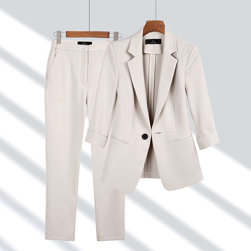 Women's Relaxed Blazer and Straight-Leg Trouser Set with Single Button - Maisie London
