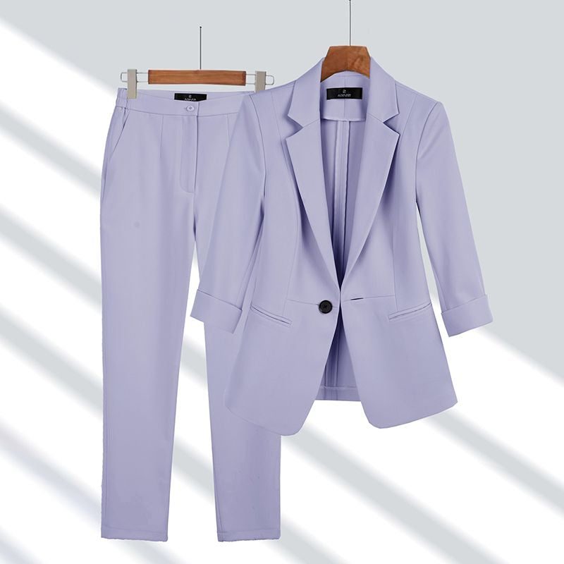 Women's Relaxed Blazer and Straight-Leg Trouser Set with Single Button - Maisie London