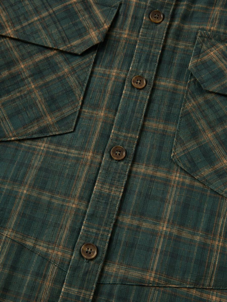 Women's Check Maxi Shirt Dress with Button-Front and Pockets - Maisie London