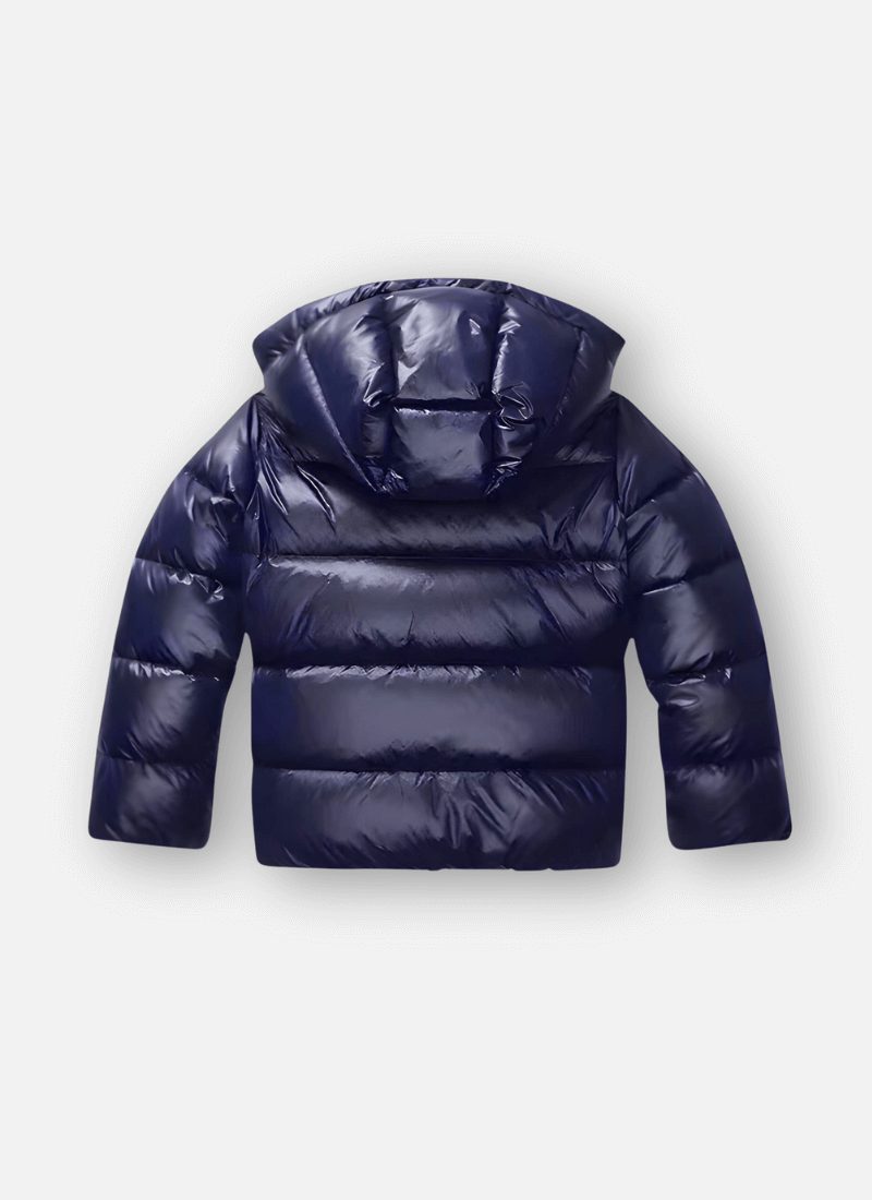 Women's High-Shine Quilted Oversized Puffer Jacket with Hood and Zip - Maisie London