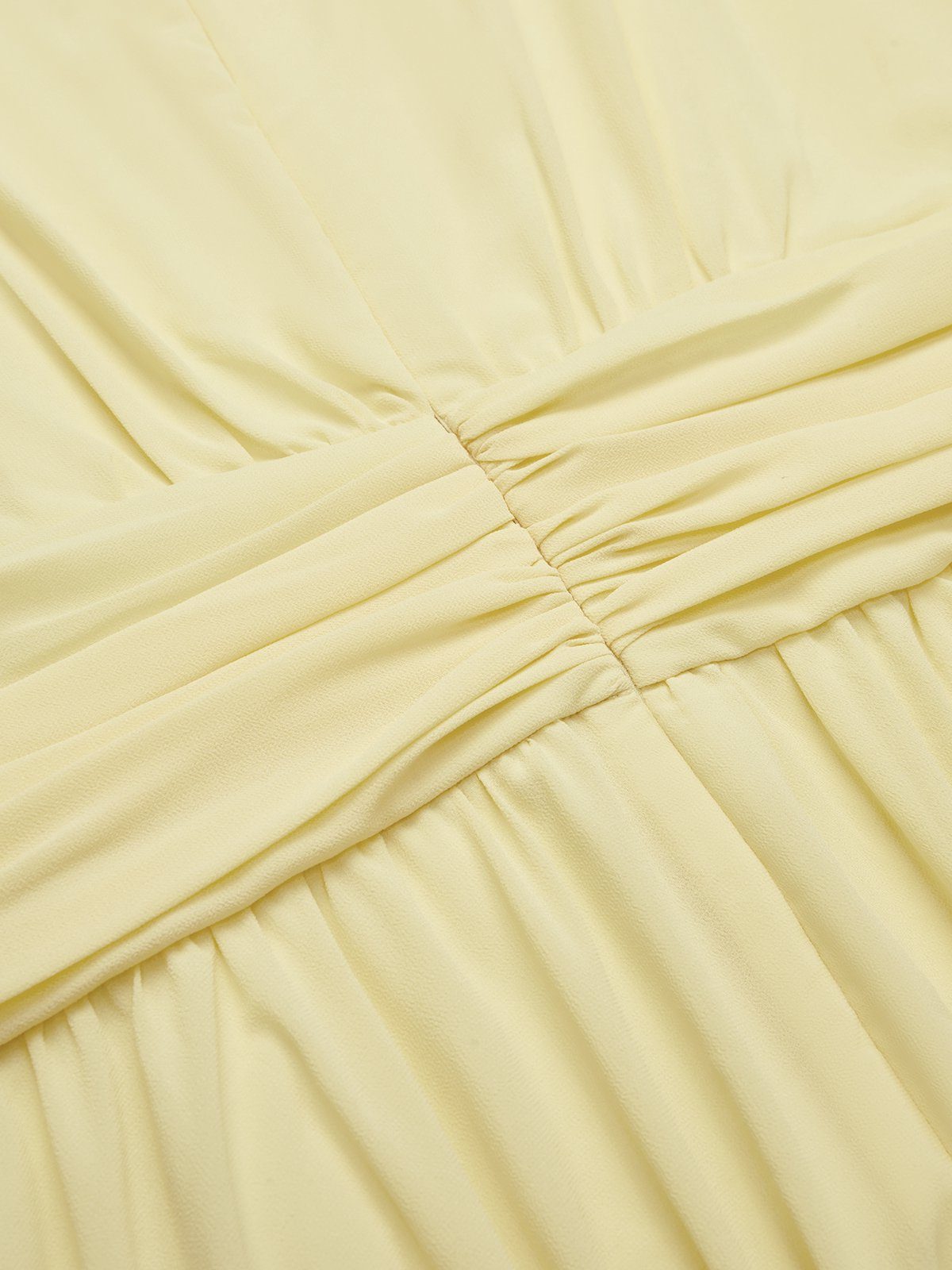 Women's Chiffon A-Line Maxi Dress with Ruched Waist and Crew Neck - Maisie London