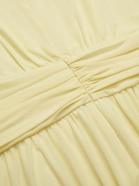 Women's Chiffon A-Line Maxi Dress with Ruched Waist and Crew Neck - Maisie London