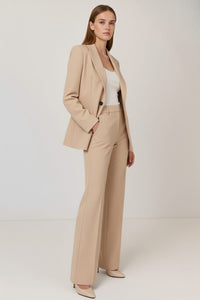 Women's Straight-Leg Trouser Suit Set with Notch Lapel Blazer - Maisie London