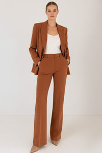 Women's Straight-Leg Trouser Suit Set with Notch Lapel Blazer - Maisie London