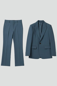 Women's Straight-Leg Trouser Suit Set with Notch Lapel Blazer - Maisie London