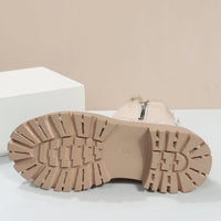 Women's Faux Suede Platform Ankle Boots with Fur Trim and Side Zip - Maisie London