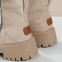Women's Faux Suede Platform Ankle Boots with Fur Trim and Side Zip - Maisie London