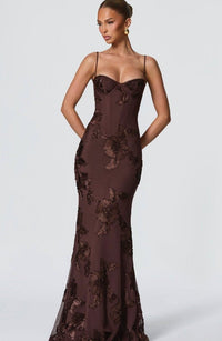 Women's Floral Appliqué Corset Maxi Dress with Lace-Up Back - Maisie London