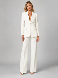 Women's Tailored Wide-Leg Trouser Suit Set with Single-Button Blazer - Maisie London