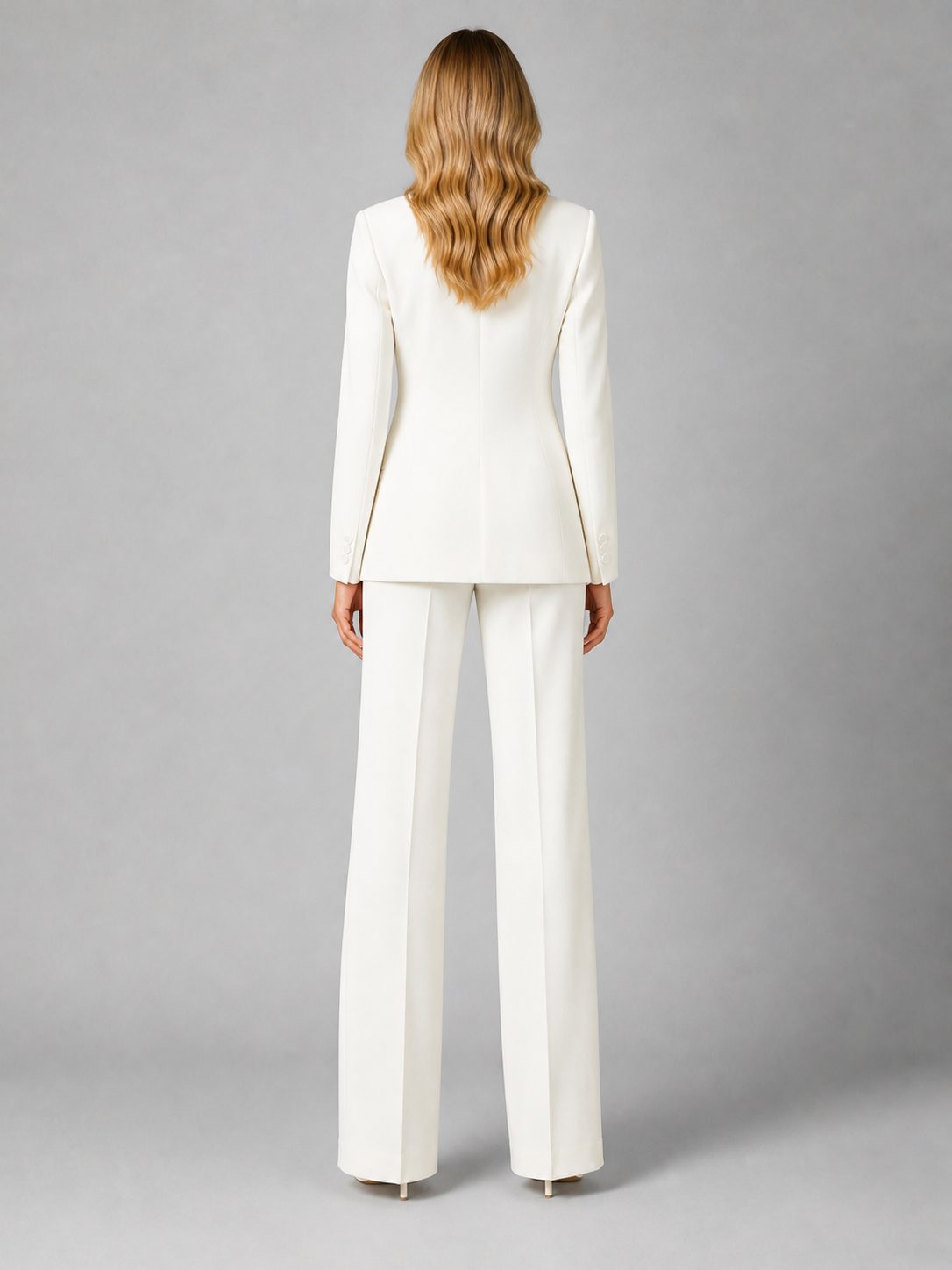 Women's Tailored Wide-Leg Trouser Suit Set with Single-Button Blazer - Maisie London
