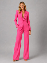 Women's Tailored Wide-Leg Trouser Suit Set with Single-Button Blazer - Maisie London