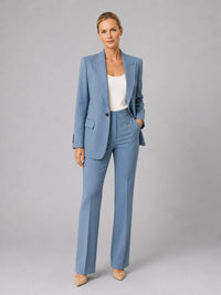 Women's Tailored Single-Breasted Blazer and Straight-Leg Trouser Set - Maisie London