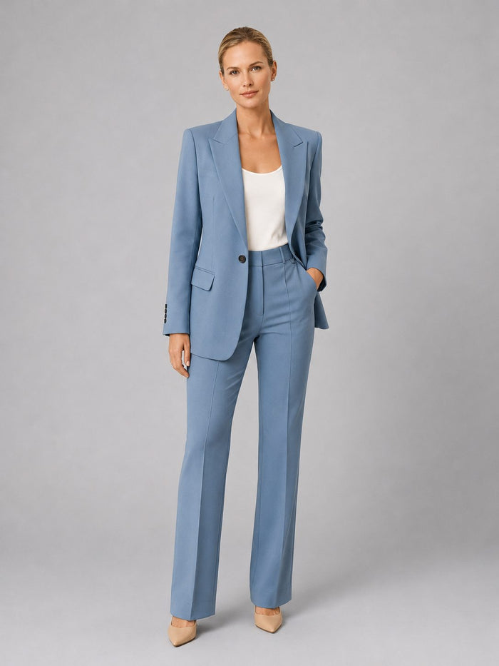 Women's Tailored Single-Breasted Blazer and Straight-Leg Trouser Set - Maisie London