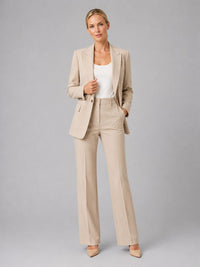 Women's Tailored Single-Breasted Blazer and Straight-Leg Trouser Set - Maisie London