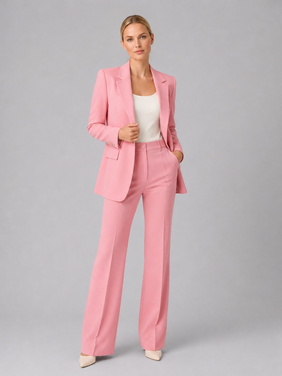 Women's Tailored Single-Breasted Blazer and Straight-Leg Trouser Set - Maisie London