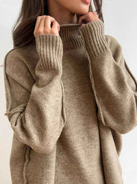 Women's Knitted Roll Neck Co-ord Set with Wide-Leg Trousers - Maisie London