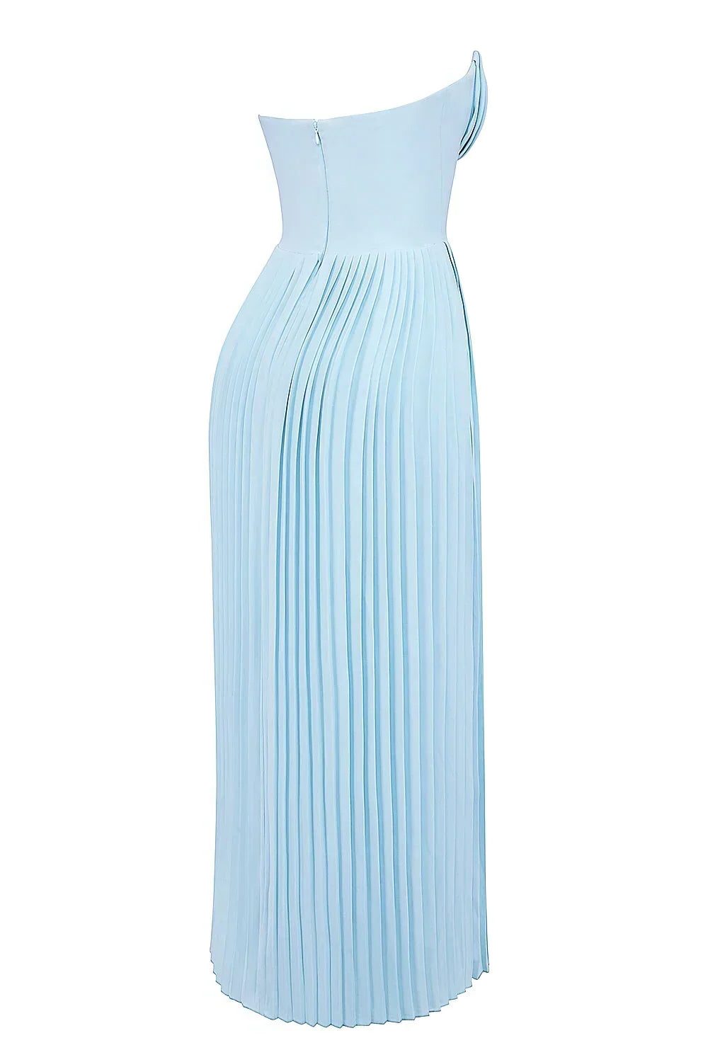 Women's Sky Blue Pleated Maxi Dress with Bustier Bodice - Maisie London