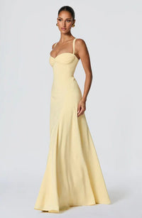 Women's Crepe Sweetheart Maxi Dress with Lace-Up Back and Straps - Maisie London