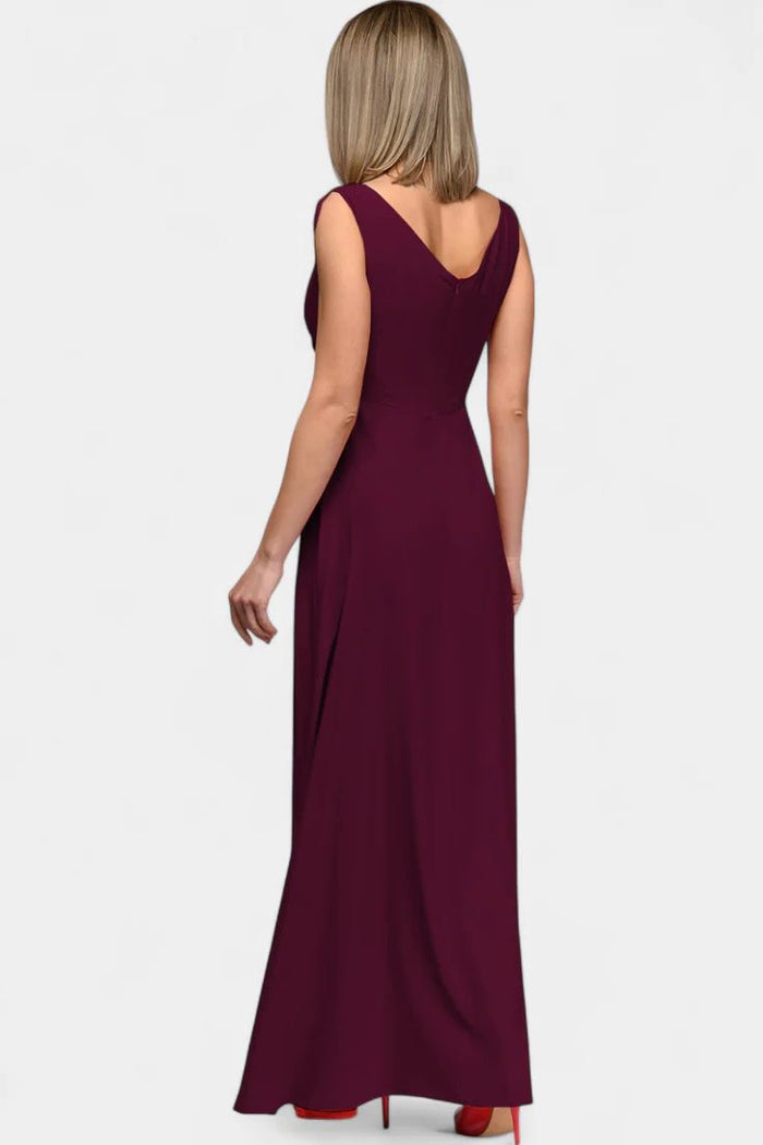 Women's Wrap Maxi Dress with V-Neck and High Side Split - Maisie London