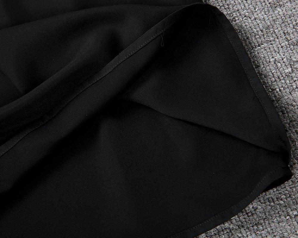 Women's Black Shift Dress with Ruffle Sleeves and V-Neck - Maisie London