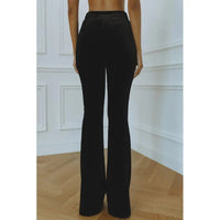 Women's Velvet Blazer and Flared Trouser Set with Satin Peak Lapels - Maisie London