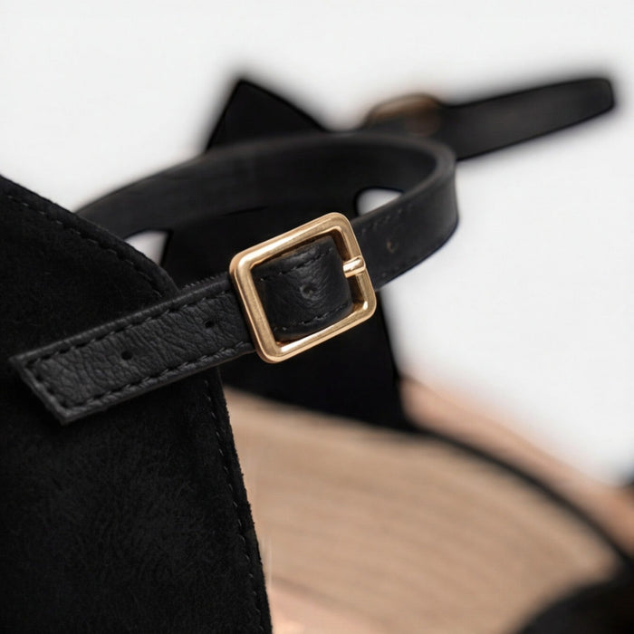 Women's Closed-Toe Espadrille Wedge Sandals with Ankle Strap - Maisie London