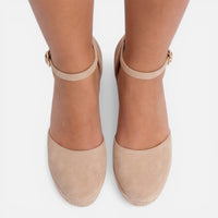 Women's Closed-Toe Espadrille Wedge Sandals with Ankle Strap - Maisie London