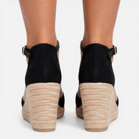 Women's Closed-Toe Espadrille Wedge Sandals with Ankle Strap - Maisie London