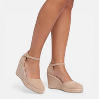 Women's Closed-Toe Espadrille Wedge Sandals with Ankle Strap - Maisie London