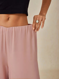 Women's Chiffon Wide-Leg Trousers with Overlay and High Waist - Maisie London