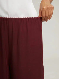 Women's Chiffon Wide-Leg Trousers with Overlay and High Waist - Maisie London