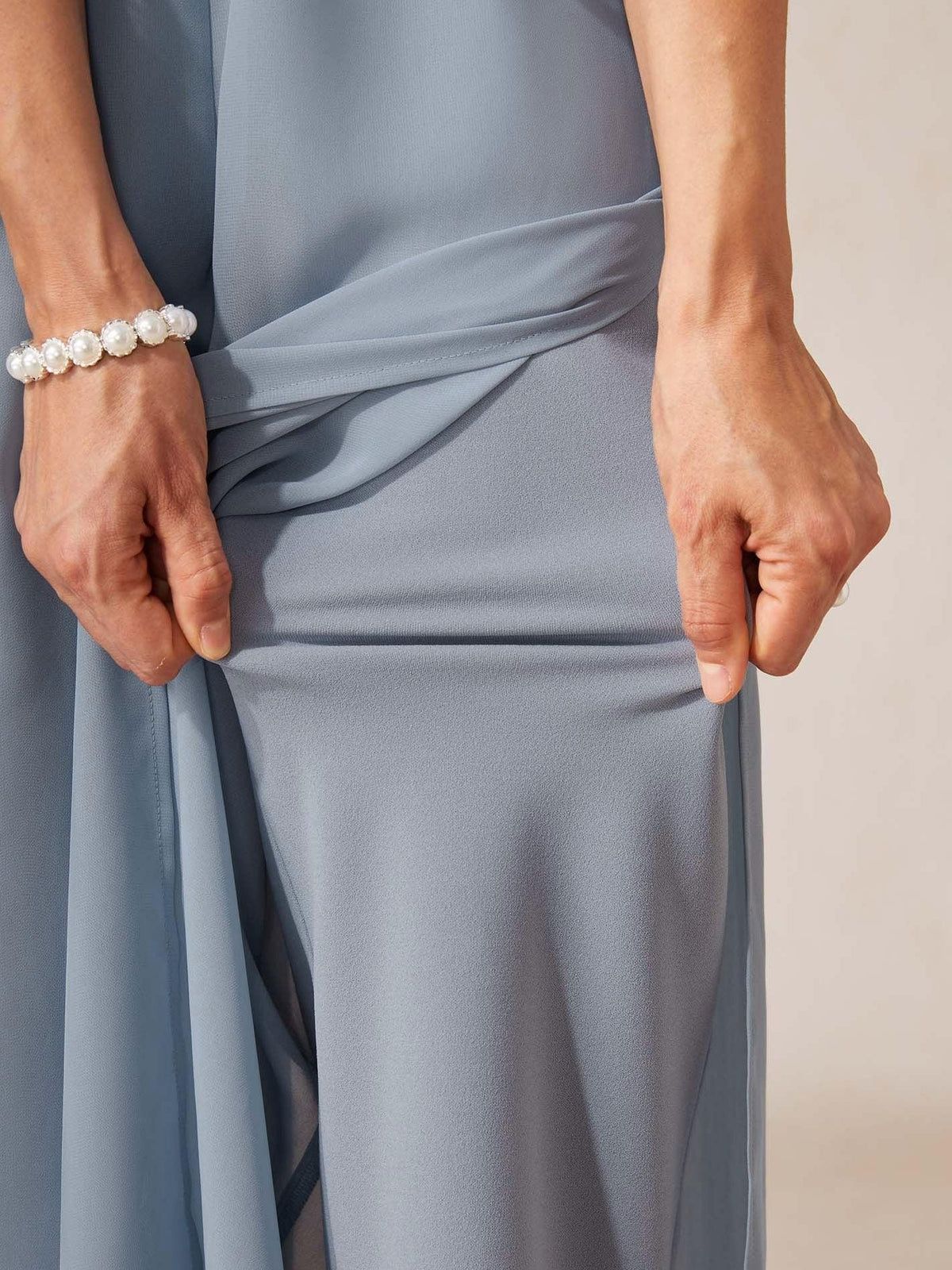 Women's Chiffon Wide-Leg Trousers with Overlay and High Waist - Maisie London