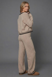 Women's Knitted Wide-Leg Co-ord Set with Cropped Cardigan - Maisie London