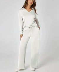 Women's Wide-Leg Jogger Co-ord Set with Half-Zip Collar and Pockets - Maisie London