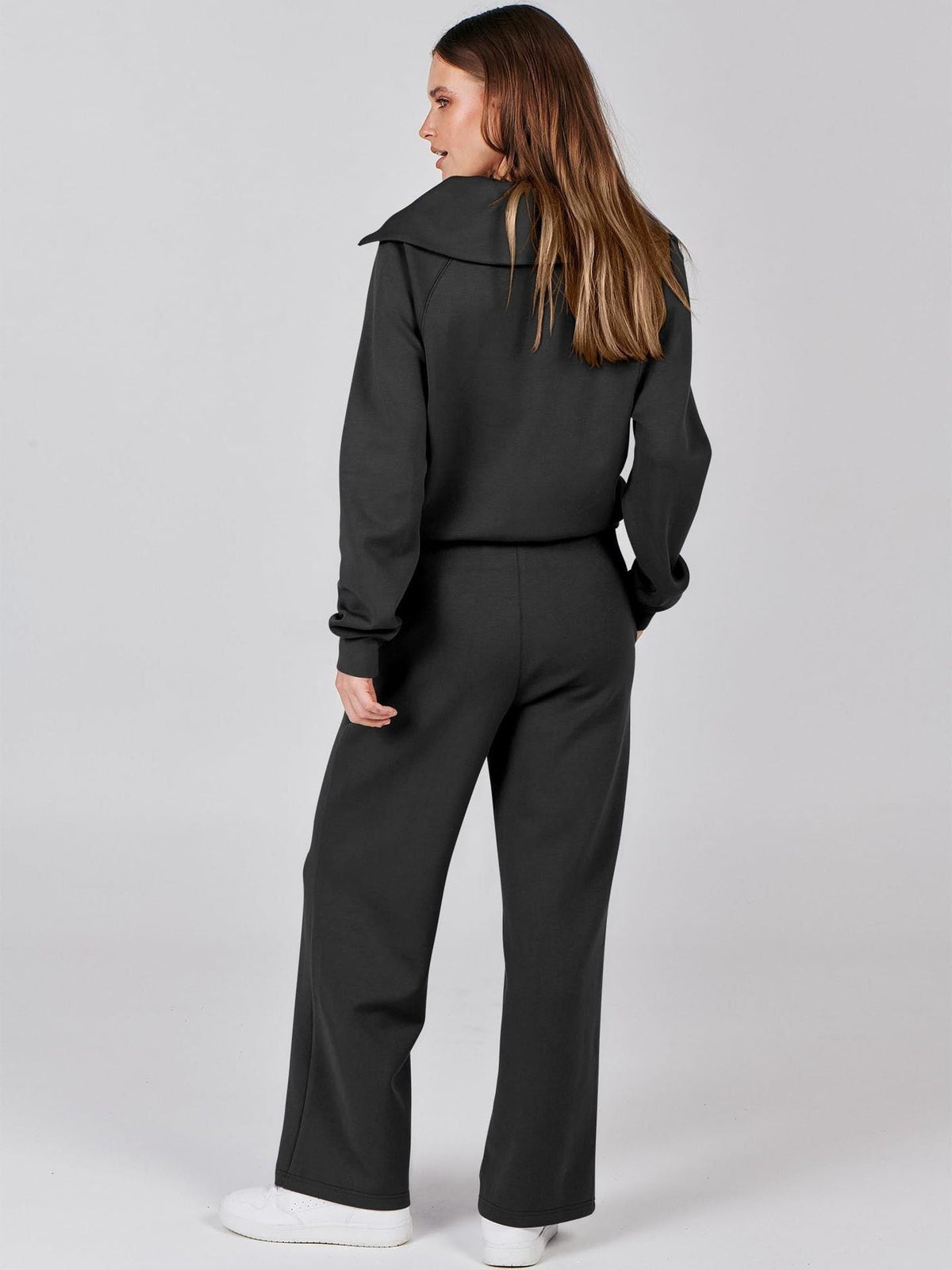 Women's Wide-Leg Jogger Co-ord Set with Half-Zip Collar and Pockets - Maisie London