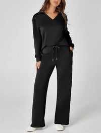 Women's Wide-Leg Jogger Co-ord Set with Half-Zip Collar and Pockets - Maisie London