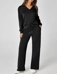 Women's Wide-Leg Jogger Co-ord Set with Half-Zip Collar and Pockets - Maisie London