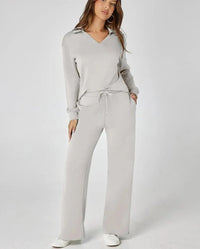 Women's Wide-Leg Jogger Co-ord Set with Half-Zip Collar and Pockets - Maisie London