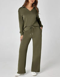 Women's Wide-Leg Jogger Co-ord Set with Half-Zip Collar and Pockets - Maisie London