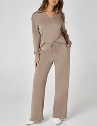 Women's Wide-Leg Jogger Co-ord Set with Half-Zip Collar and Pockets - Maisie London