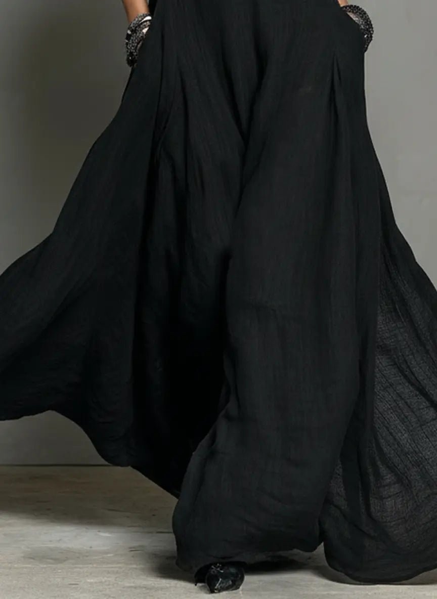 Women's Linen-Look Halterneck Maxi Dress with Open Back and Pockets - Maisie London