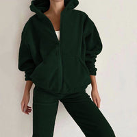 Women's Fleece Oversized Zip-Up Hoodie and Jogger Co-ord Set - Maisie London