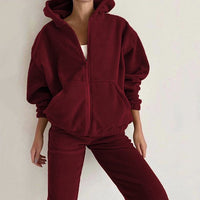 Women's Fleece Oversized Zip-Up Hoodie and Jogger Co-ord Set - Maisie London