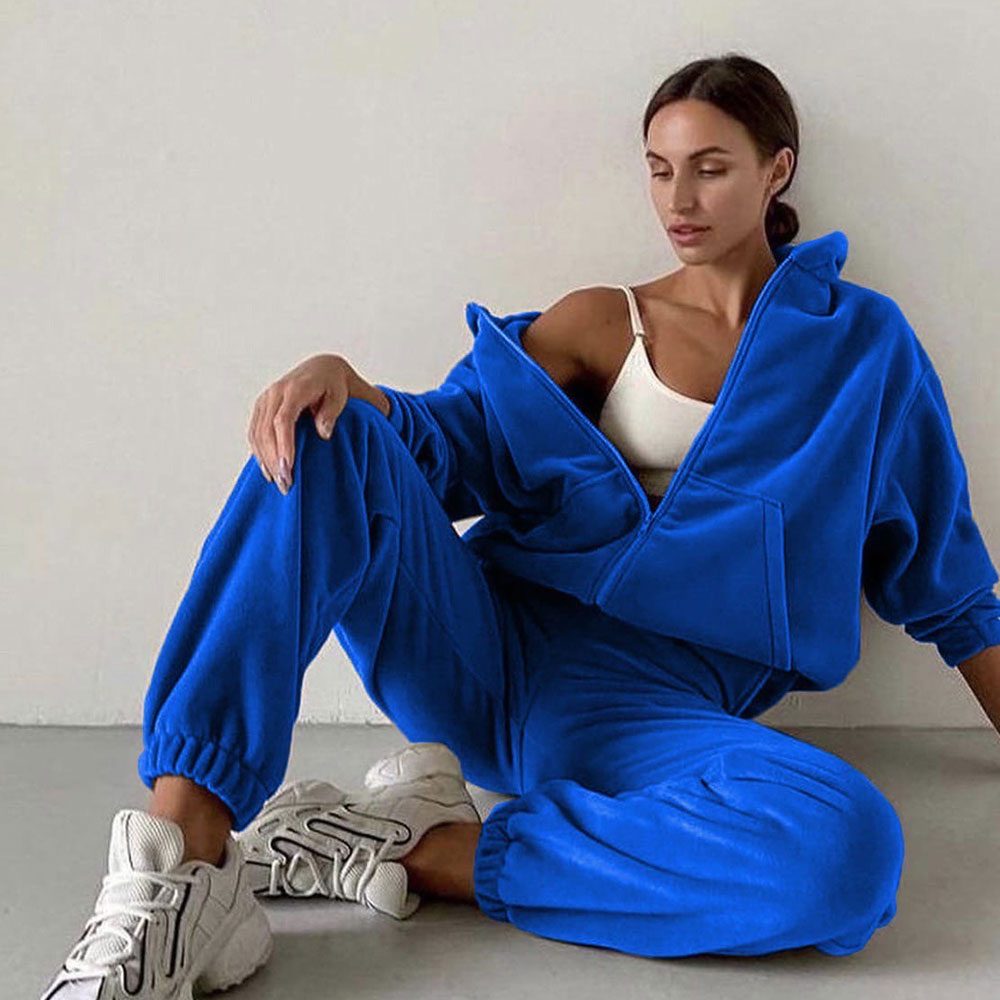 Women's Fleece Oversized Zip-Up Hoodie and Jogger Co-ord Set - Maisie London